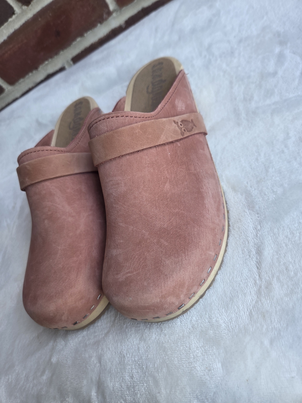 Sandgrens Swedish Wooden Clogs Dusty Rose Suede Slip On Mules EU 37 - Picture 4 of 13